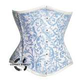 Baby Blue Brocade Steel Boned Gothic Underbust Bustier Corset